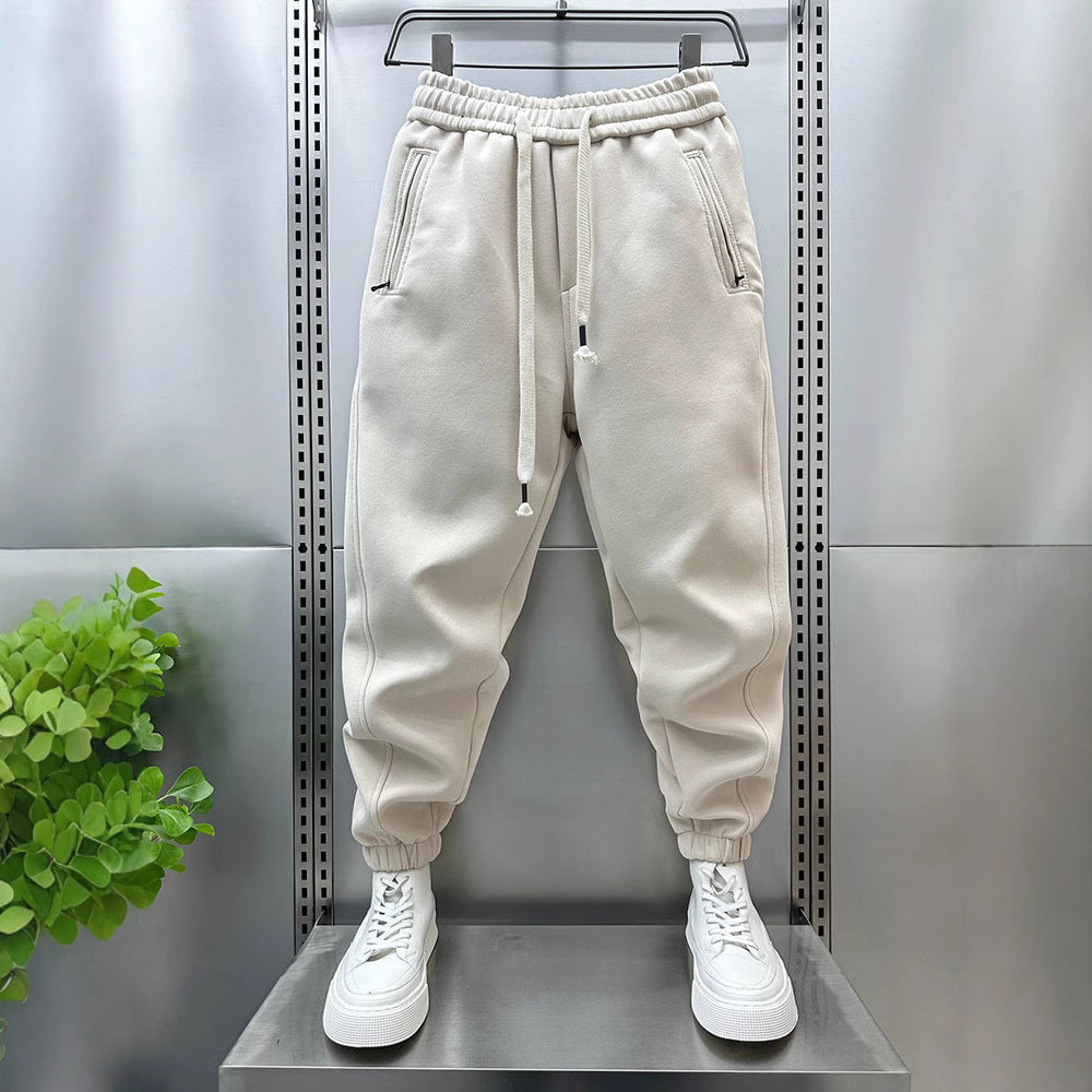 Pantalon de Survêtement Homme avec Poches Zippées et Chevilles à Lanières