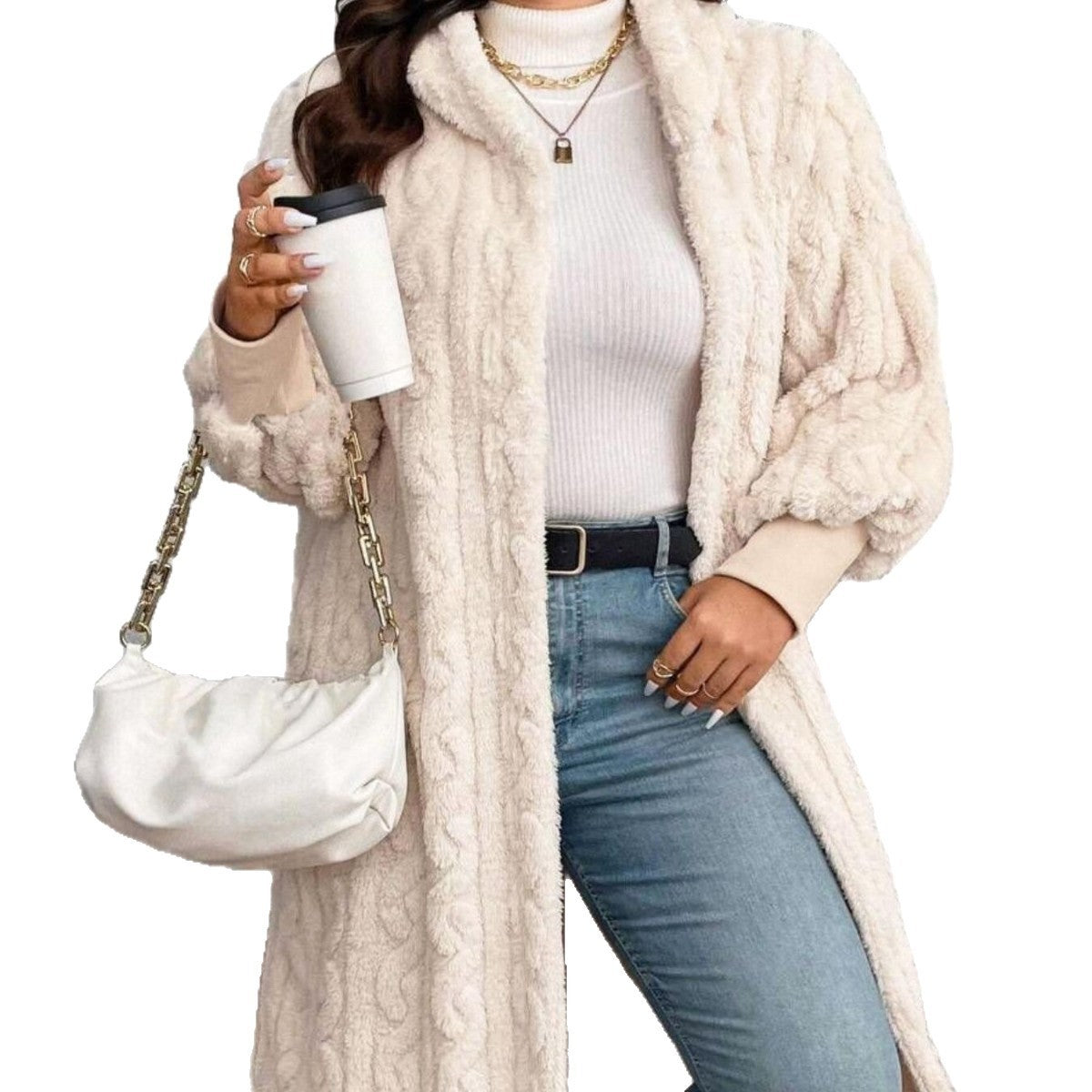 Manteau en Laine Polaire Épais Grande Taille Femme – Élégance et Confort