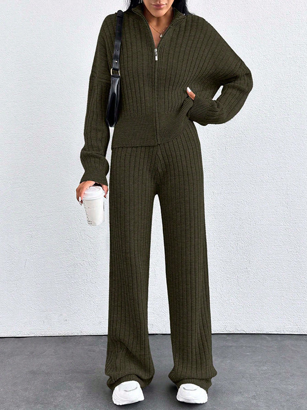 Ensemble 2 pièces femme : haut zippé décontracté et pantalon assorti