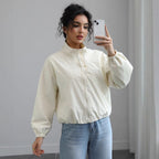 Veste Femme Imperméable à Col Montant – Coupe Courte et Élégante