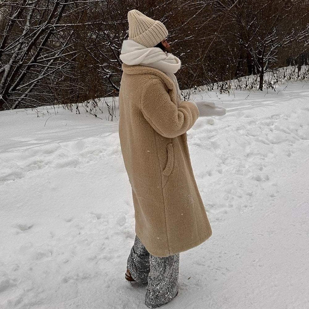 Manteau Long en Polyester et Cachemire pour Femme – Élégance et Confort