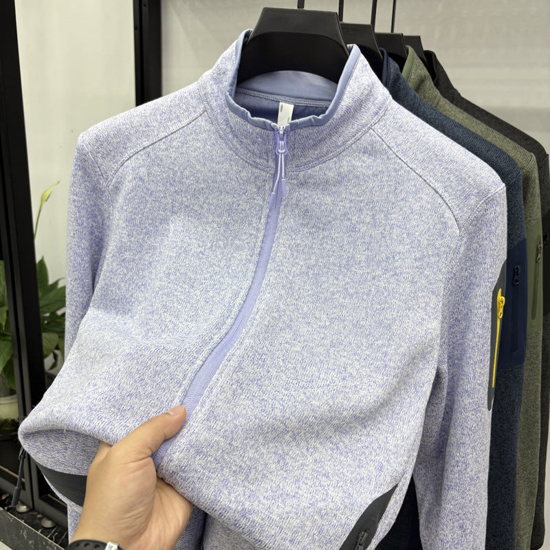 Veste Homme Tricot Col Montant Uni – Élégance et Confort