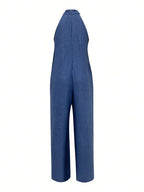 Combinaison sans manches à col halter et volants pour femme