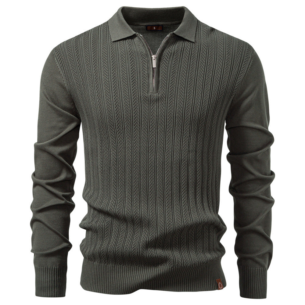 Pull à Col Montant à Demi-Fermeture Éclair pour Homme – Élégance et Confort
