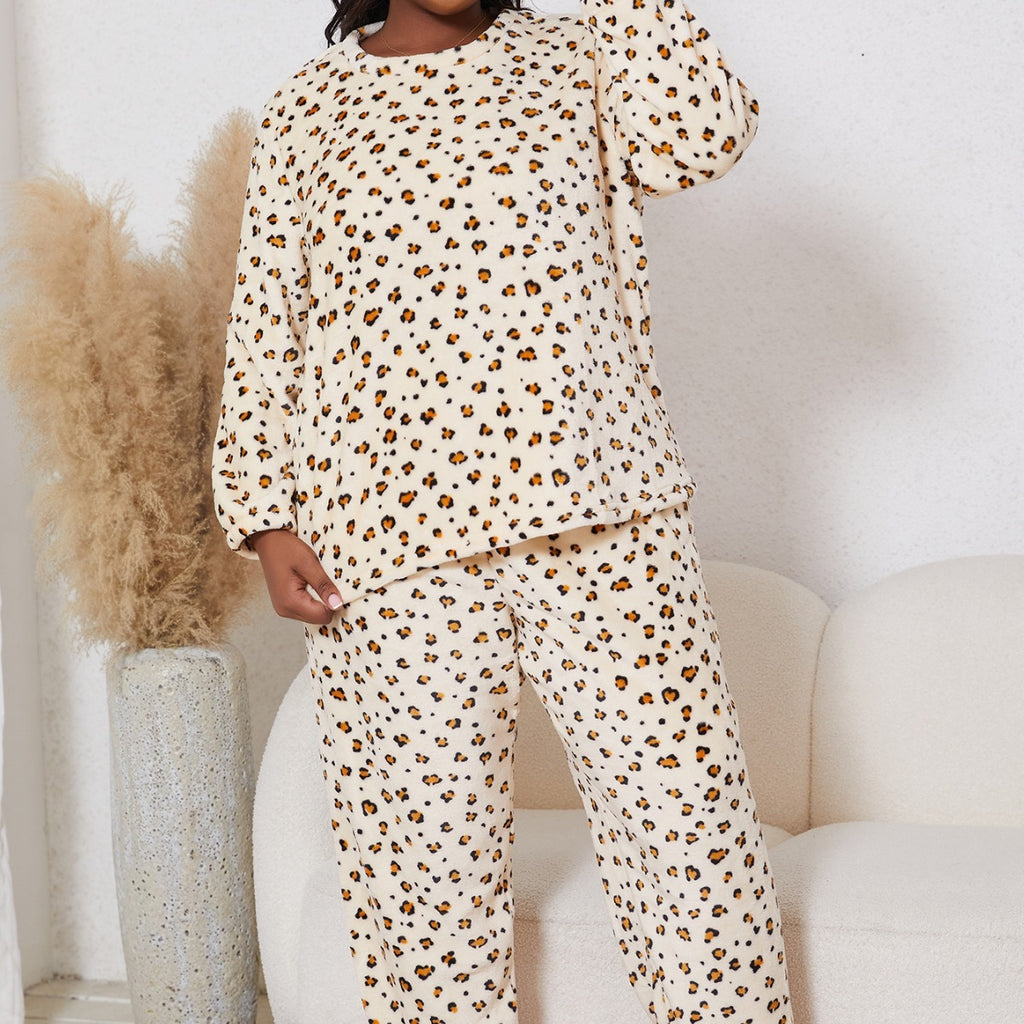 Pyjama en Flanelle à Motif Léopard – Ensemble 2 pièces (Grande Taille Femme)