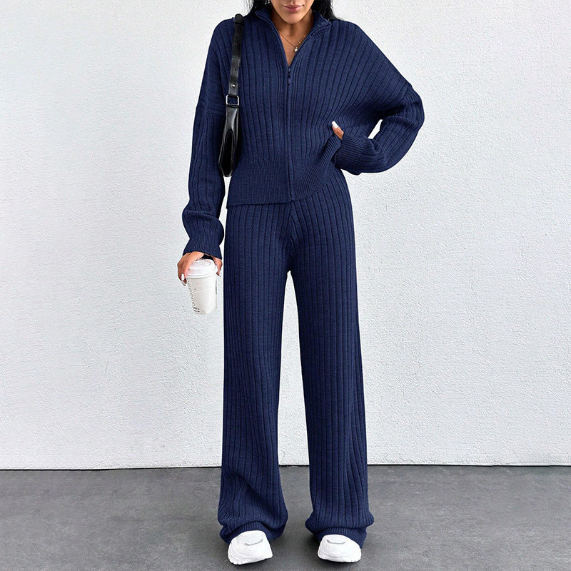 Ensemble 2 pièces femme : haut zippé décontracté et pantalon assorti