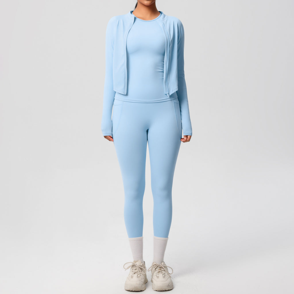 Ensemble 2 pièces femme : veste zippée ajustée et pantalon de sport slim