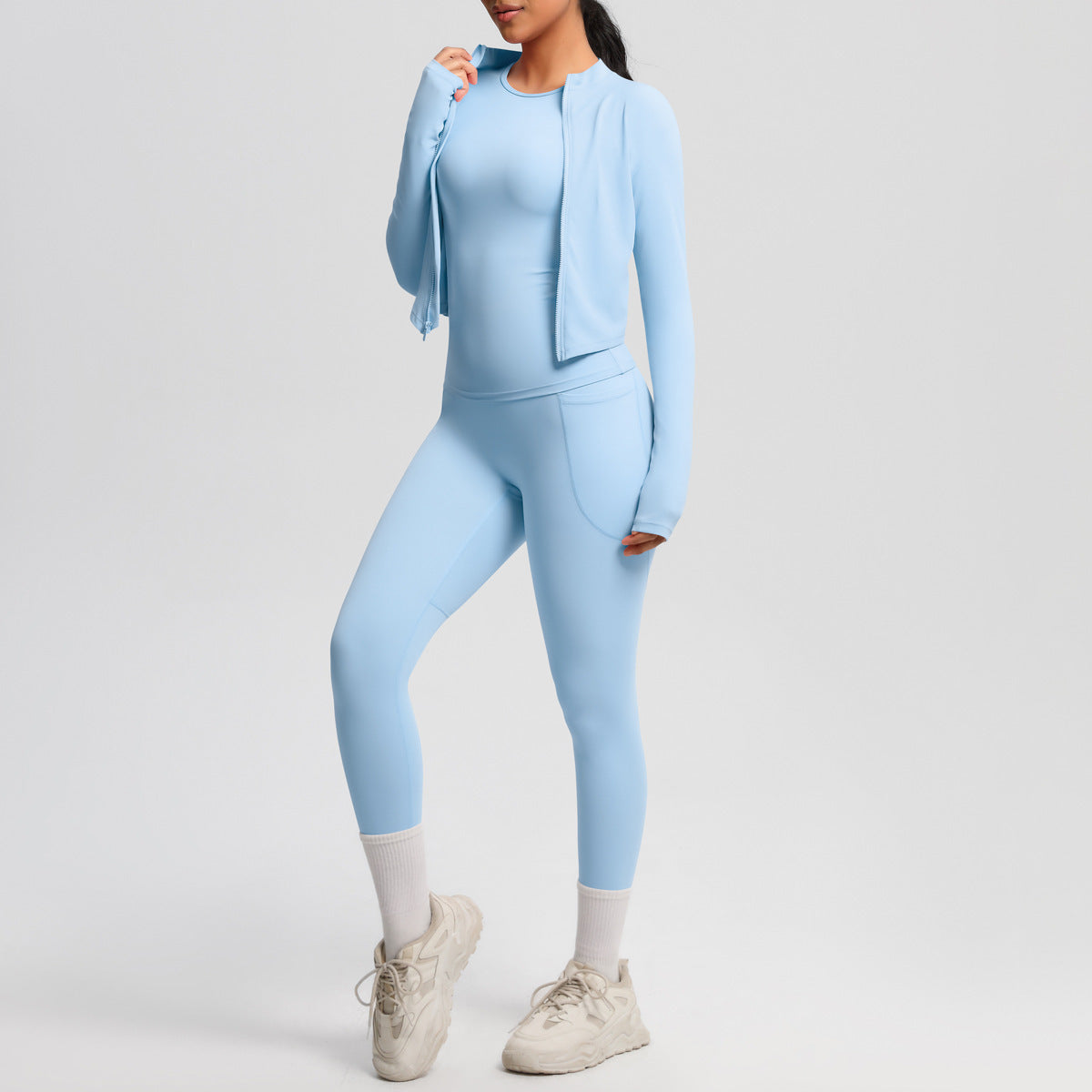 Ensemble 2 pièces femme : veste zippée ajustée et pantalon de sport slim