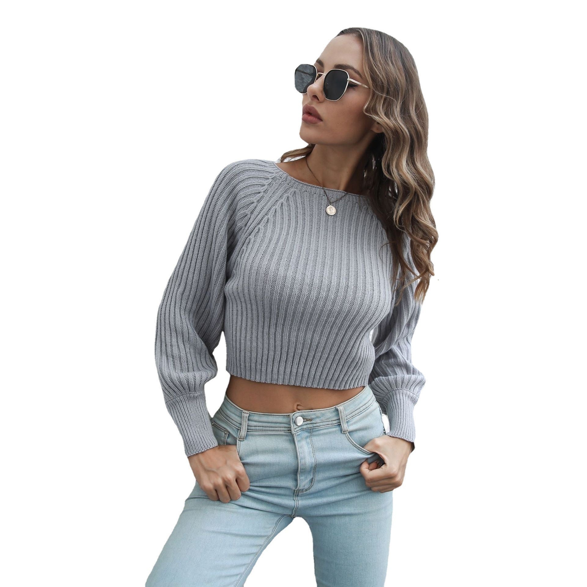 Pull Court à Rayures Raglan – Style Décontracté Automne/Hiver