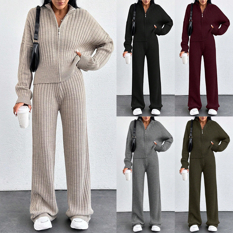 Ensemble 2 pièces femme : haut zippé décontracté et pantalon assorti
