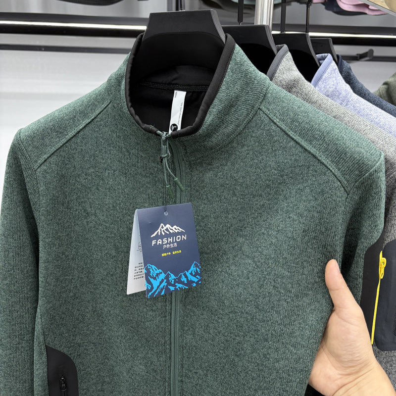 Veste Homme Tricot Col Montant Uni – Élégance et Confort