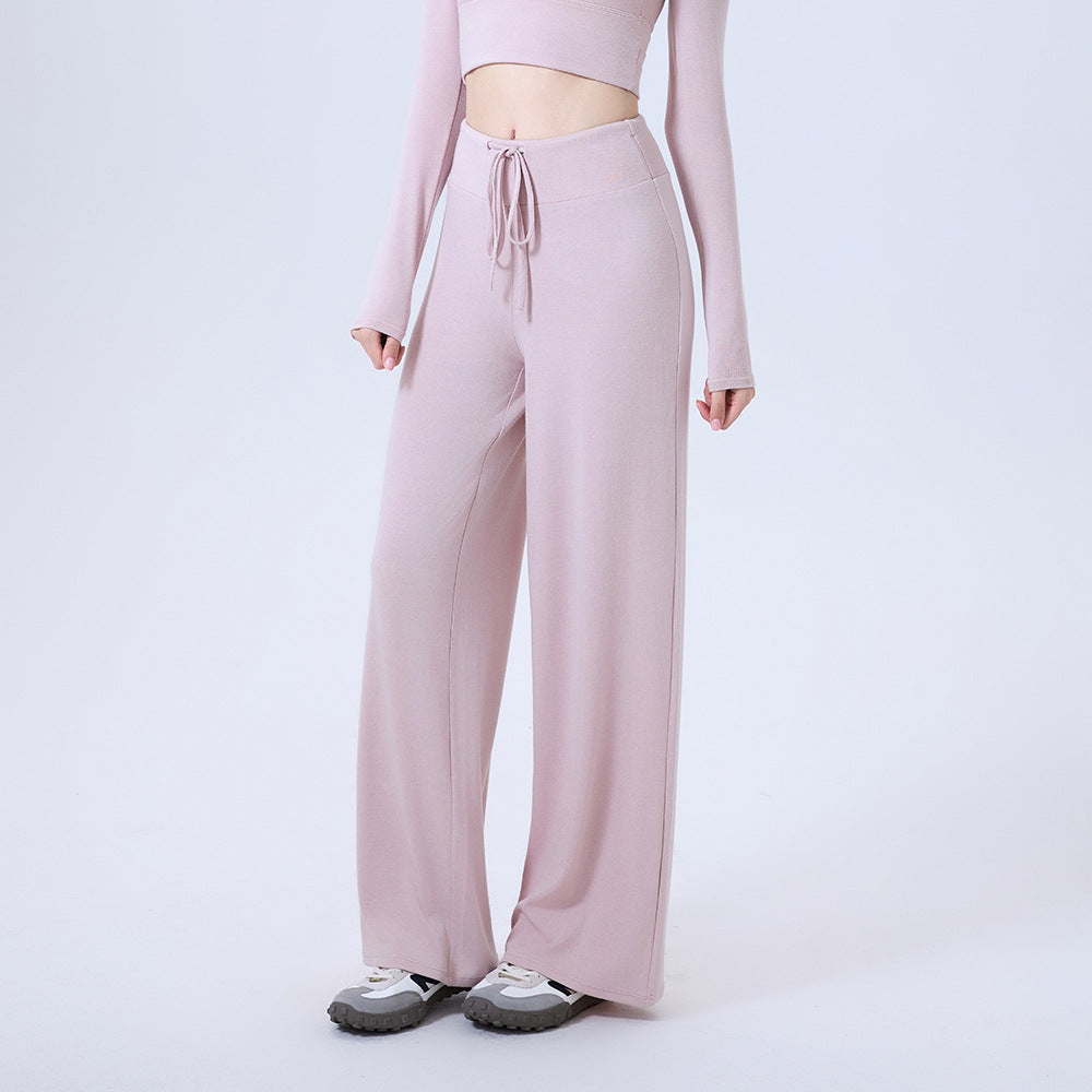 Pantalon Droit Femme Effet Drapé pour Running et Yoga