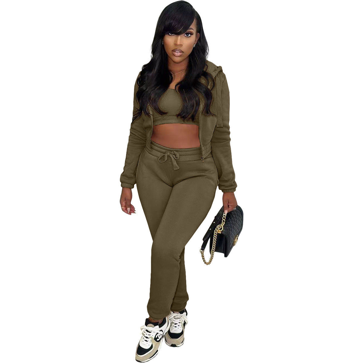 Ensemble à capuche en polaire, coupe décontractée, pour sport et loisirs