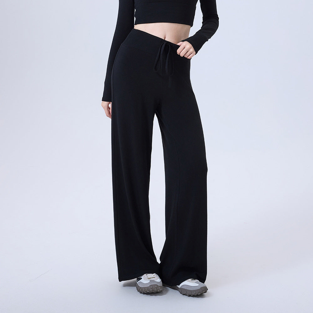 Pantalon Droit Femme Effet Drapé pour Running et Yoga