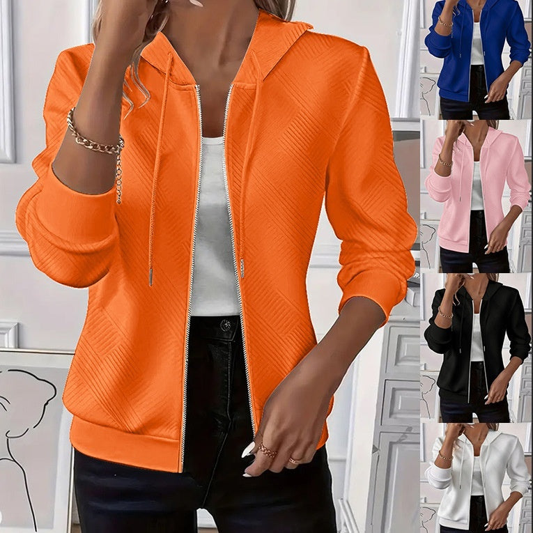 Hoodie Tricotée à Zip & Capuche – Coupe Détendue Femme