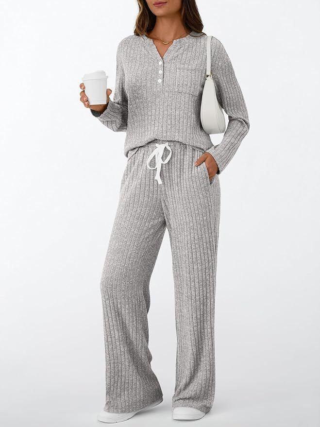 Ensemble 2 pièces femme : pyjama d'extérieur confortable