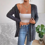 Cardigan Tricoté à Manches Longues avec Poches – Élégance et Confort