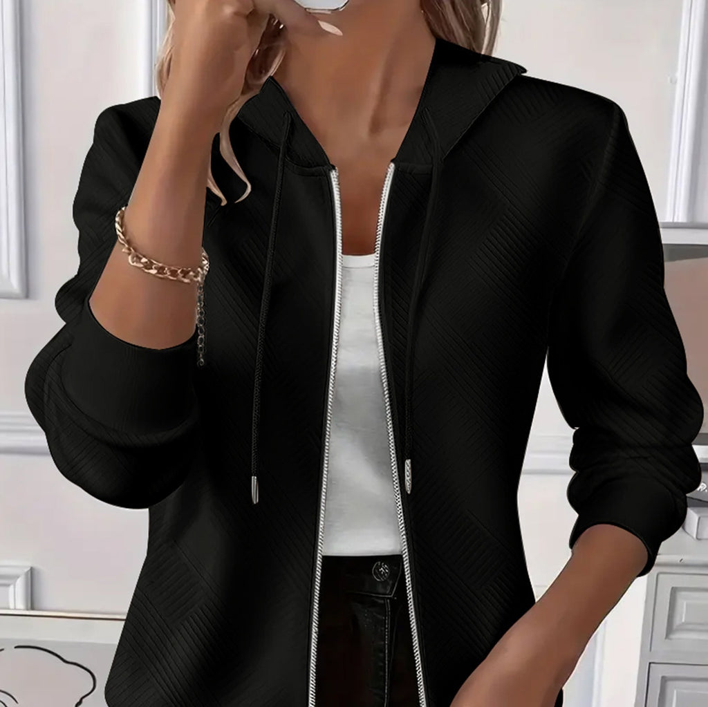 Hoodie Tricotée à Zip & Capuche – Coupe Détendue Femme