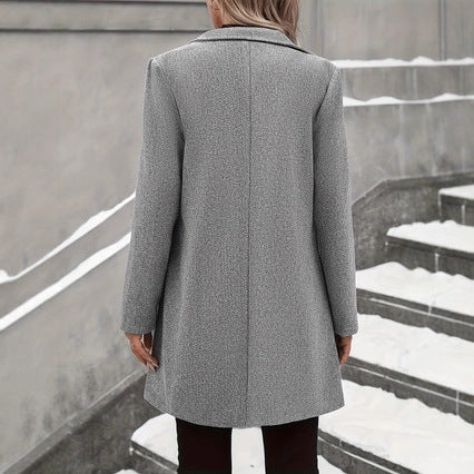 Manteau Long en Laine à Manches Longues pour Femme – Élégance et Confort