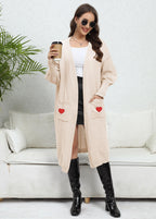 Cardigan à Motif Cœur – Style Décontracté et Tendance