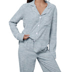 Vêtement Femme à Col Châle à Manches Longues et Pantalon Assorti – Confort et Élégance